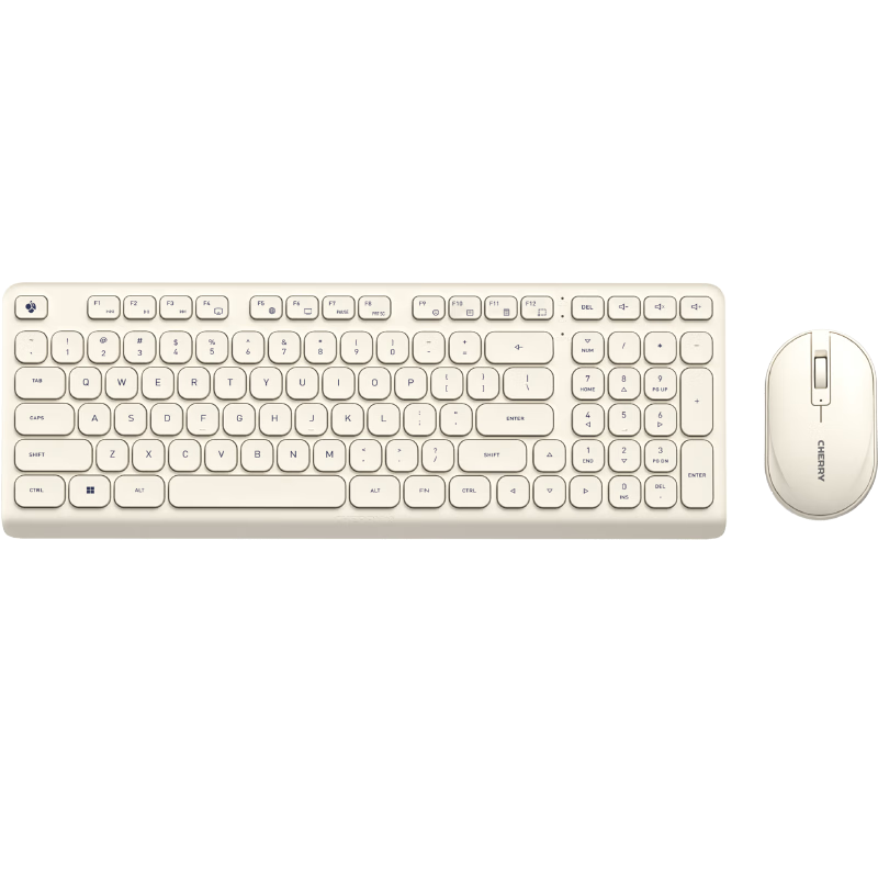 CHERRY DW2380 Wireless Keyboard And Mouse Combo Upgraded Version, 98-Key Quiet Membrane Keyboard And Mouse for Women, Laptop External Accessory, Suzhou White