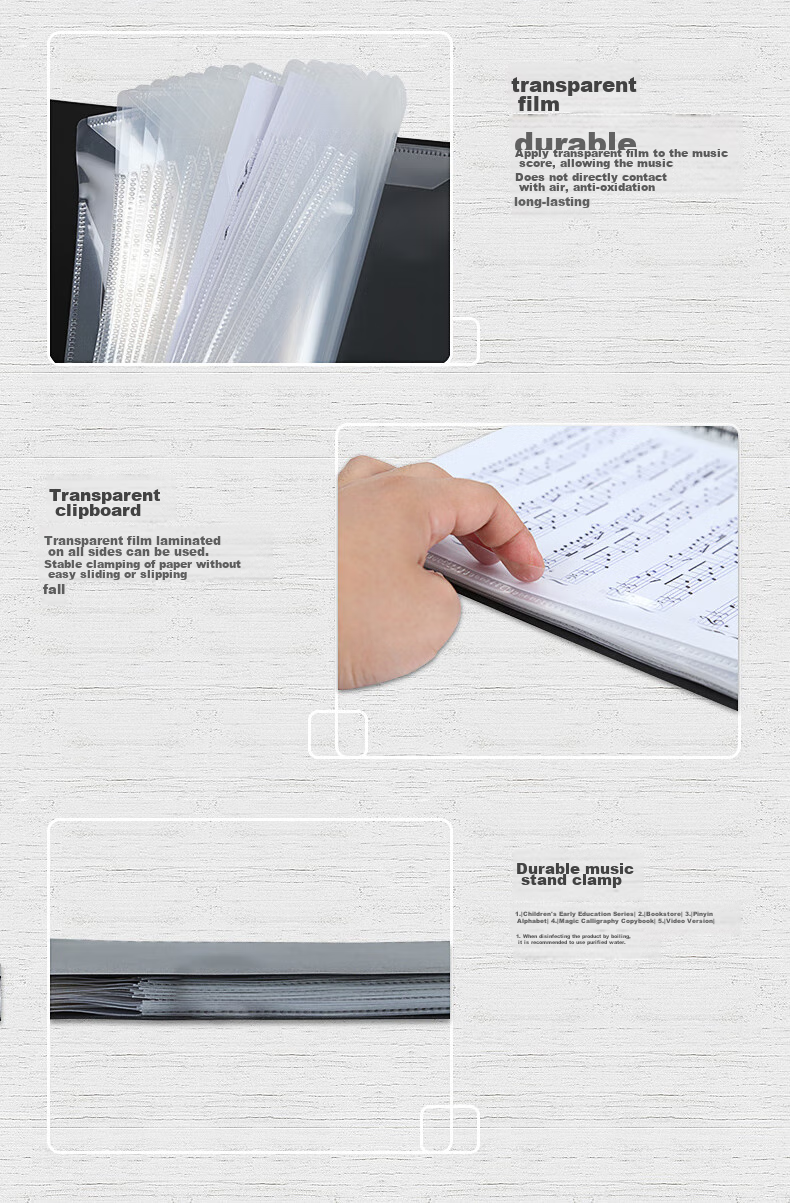 Maneryuepu A4 Sheet Music Folder, Piano Score Folder, Songbook Holder, Guitar And Guzheng Folder, 20 Pages Can Hold 40 Sheets, Multifunctional Music Folder 4