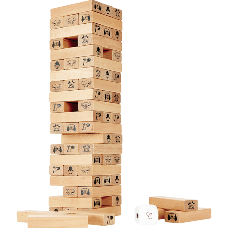 Hape (Germany) Wooden Farm Animal Building Blocks Toy for Children, Stacking And Towering Game, Baby Birthday Gift E8301