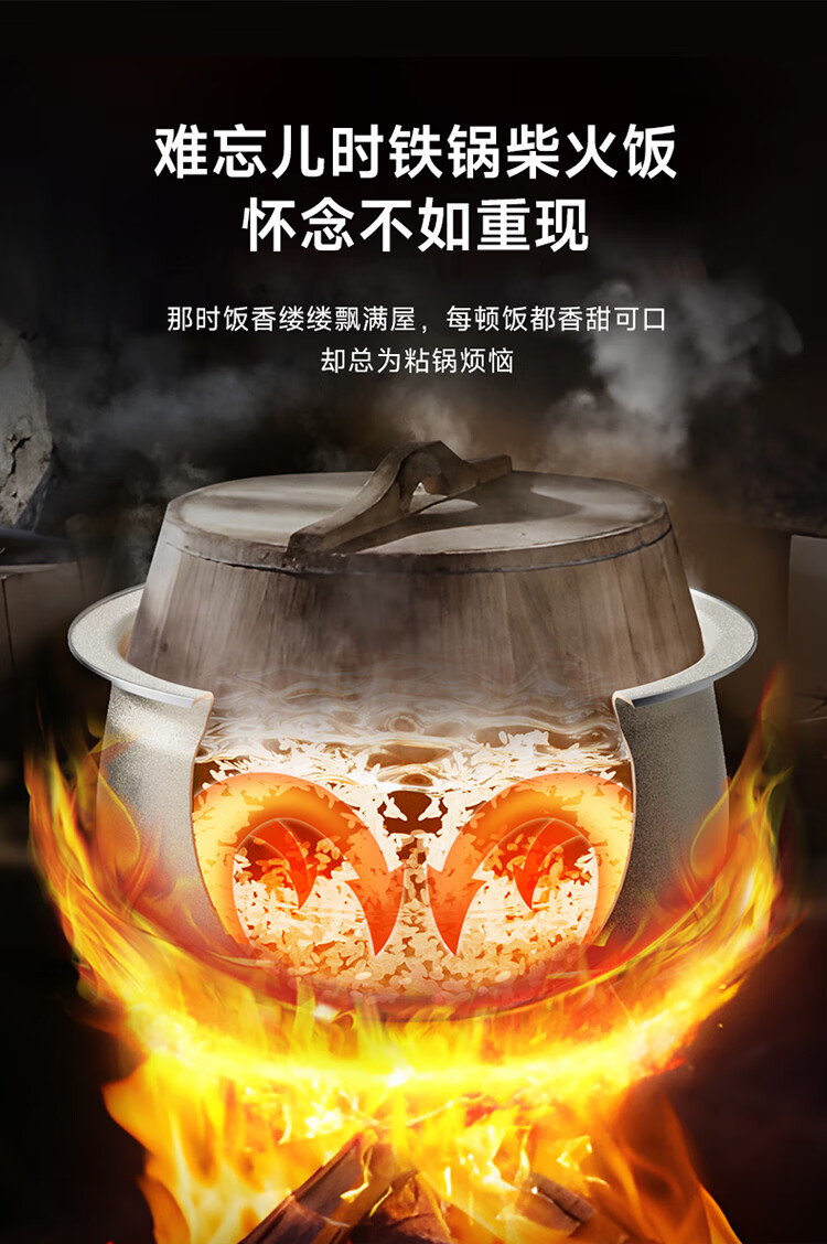 Bear Rice Cooker for 2-3 People, Zero Fluorine IH Iron Pot Non-Stick, Smart Reservation Micro-Pressure Multi-Function Firewood Rice 2L DFB-J20C6 6