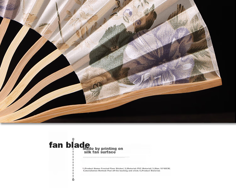 Jidu Space Traditional Chinese Folding Fan Silk Bamboo Fan Birthday Gift Hanfu COS Photography Dance Prop Crane Whisper Pavilion 6