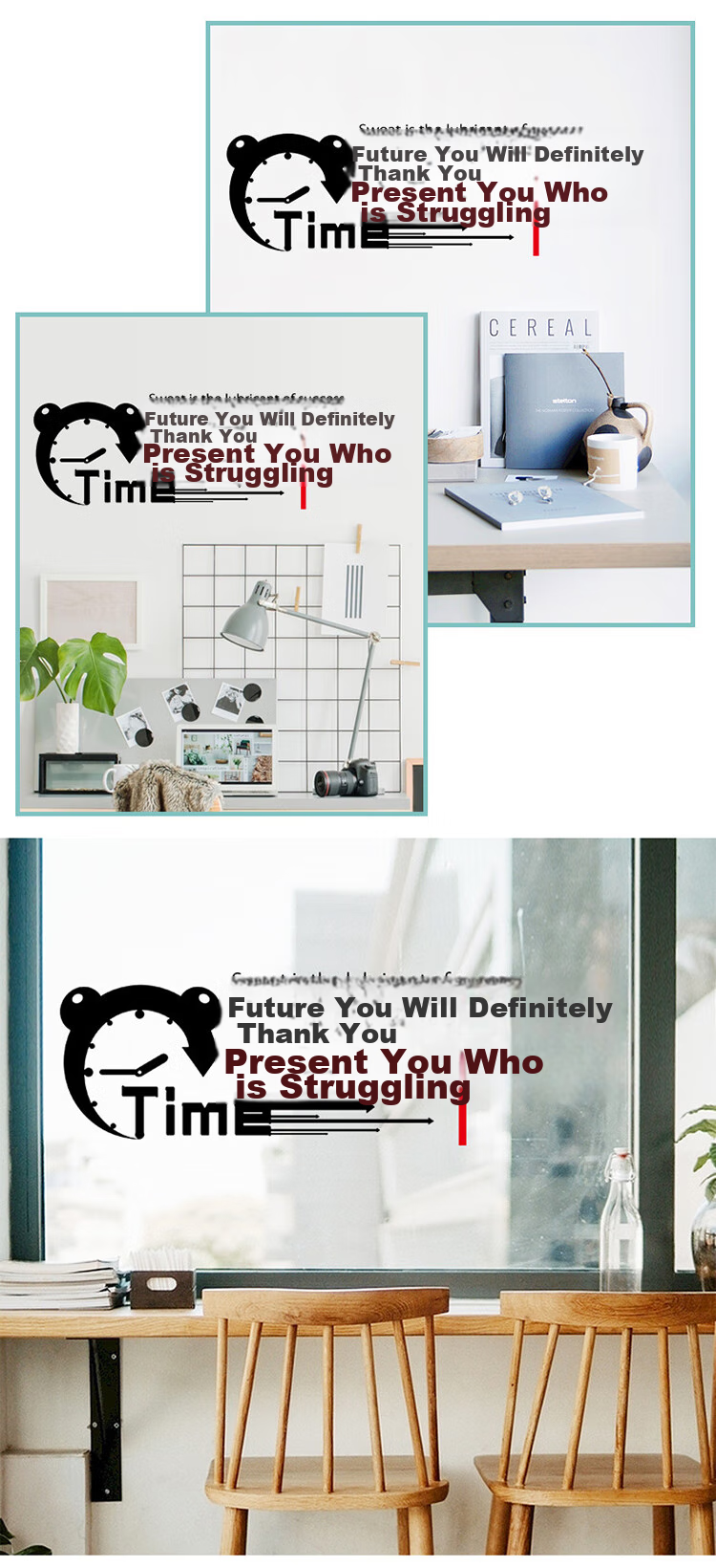 Yijuzhangning Back-To Motivational Wall Stickers, Dormitory Classroom Slogan Stickers, Office Decoration, Company Culture Wall Decals 5