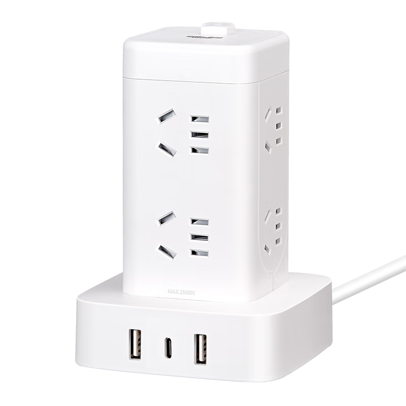 DELIXI Vertical Power Strip/Extension Cord/Power Bar/Surge Protector, 8 Outlets with Five-Hole USB And Type-C Ports, Master Switch, 1.7m Cord with Overload Protectio