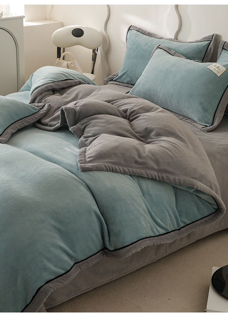 Wuyinliangpin Winter Milk Velvet Duvet Cover, Single Piece, Autumn And Winter Fleece-Lined Coral Velvet Single Quilt Cover, Double-Sided Plush Duvet Cover, 180*220cm 6