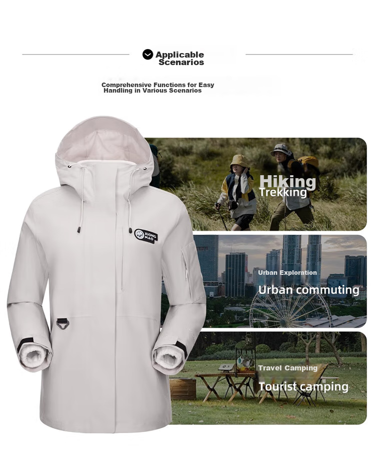 CAMEL [Xiongmao Series] Outdoor Jacket Three-In Mountaineering Suit 31156 Ice Crystal Gray, Men's XL 15