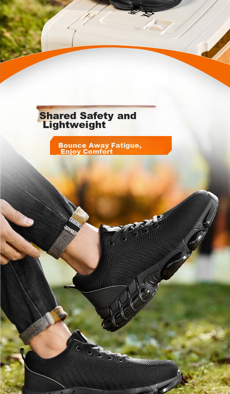 Jingtu Safety Shoes for Men with Steel Toe Cap, Puncture-Resistant, Wear-Resistant, Durable Construction Site Work Boots 3033 Size 42 2