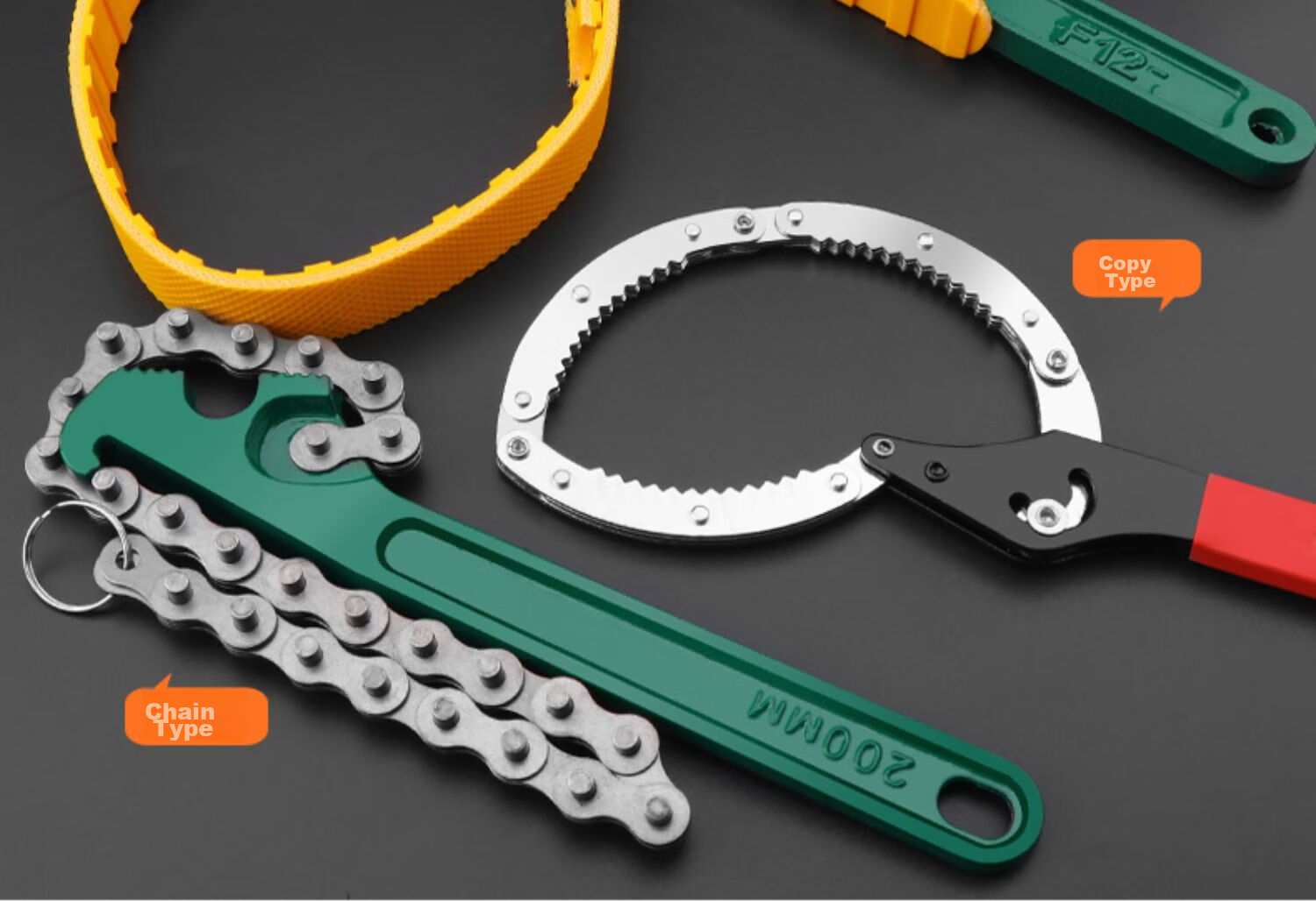 GREENER 12-Inch Belt Filter Cleaner, Household Wrench, Oil Machine Filter Tool, Filter Element Removal And Installation Non-Slip Wrench + 20 Hot Shrink Tubes 1