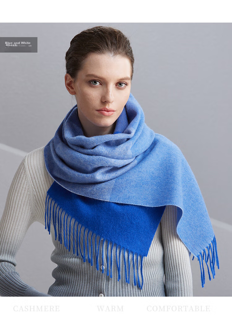 Hengyuanxiang 100% Cashmere Scarf, Women's Shawl, Warm Neck Warmer, Birthday Gift for Mom, Present for Elders 46