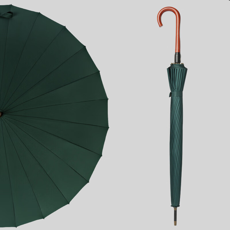 VONLILIENFELD Feilaidelong-Handle Umbrella, 24-Rib Straight Pole Umbrella, Heavy Rain And Wind-Resistant, Automatic Retro Double-Person Umbrella, Extra-Sturdy Large Umbrella
