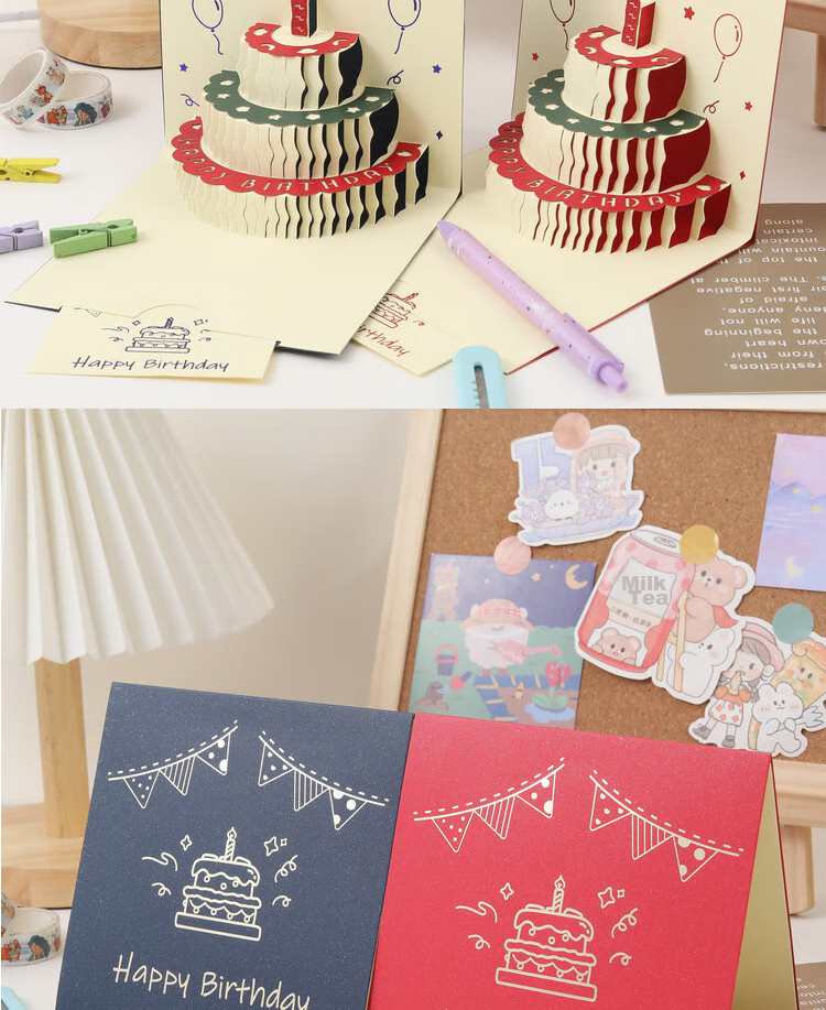 Yuhe 3D Butterfly Pop-up Greeting Card Handwritten DIY Premium Ins Envelope Foldable Ceremony Birthday School Couple Blessing Card Set of 4 4309 6