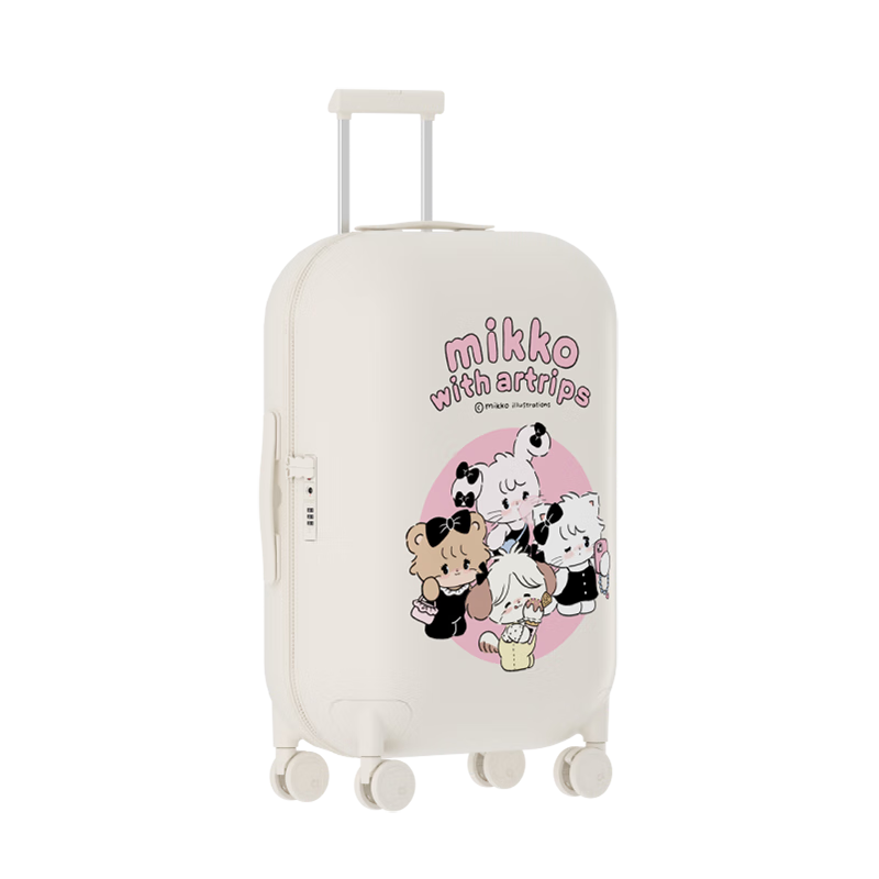 Artrips × Mikko Collaboration Bubble Suitcase with Spinner Wheels for Women, 24-Inch Frosted Trendy Ice Cream Box, Salt Lake White