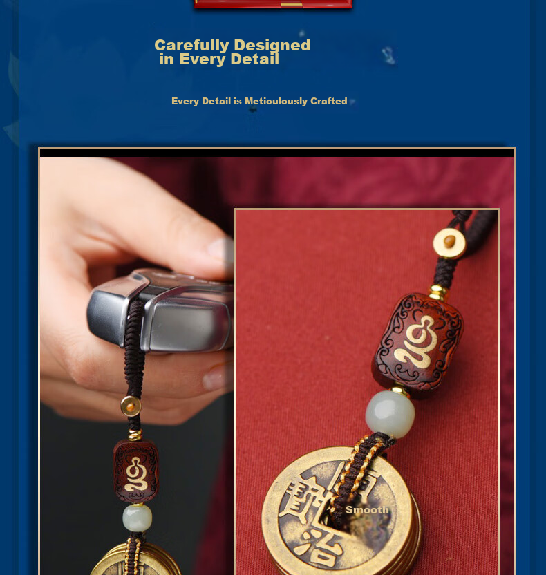 Cilingge Genuine Thickened Copper Wuzi Qian Keychain Pendant, Personalized Creative Car Safety Amulet, Car Charm 5