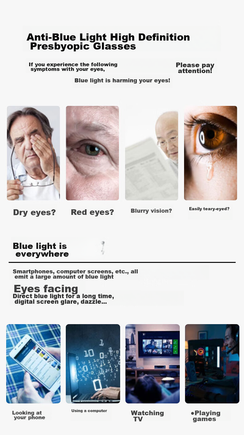 Mushe Foldable Portable Anti-Blue Light Reading Glasses, Original Japanese Import, High Definition Men's Presbyopic Glasses 3