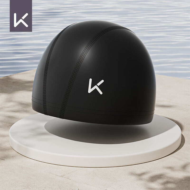 Keep Swimming Cap for Men And Women, PU Coated Waterproof Comfortable Non-Binding Adult Long Hair Ear Protection Large Size Swim Cap, Black