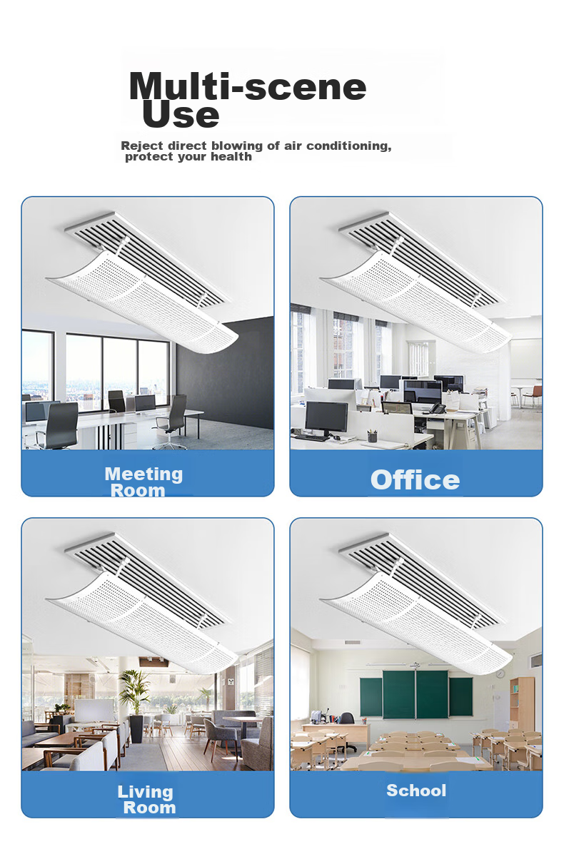 XIAOHUANGHOU Central Air Conditioning Wind Deflector, Anti-Direct Blowing No-Drilling Water Condensation Design, Gentle Wind Guide Cover, 90cm 10