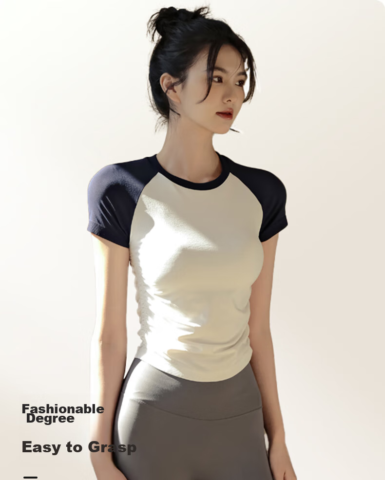 XUEXIMAN Yoga Wear for Women, Summer Sports Short-Sleeve T-Shirt, Pilates Top, Running And Cycling Quick-Dry Fitness Clothing 1