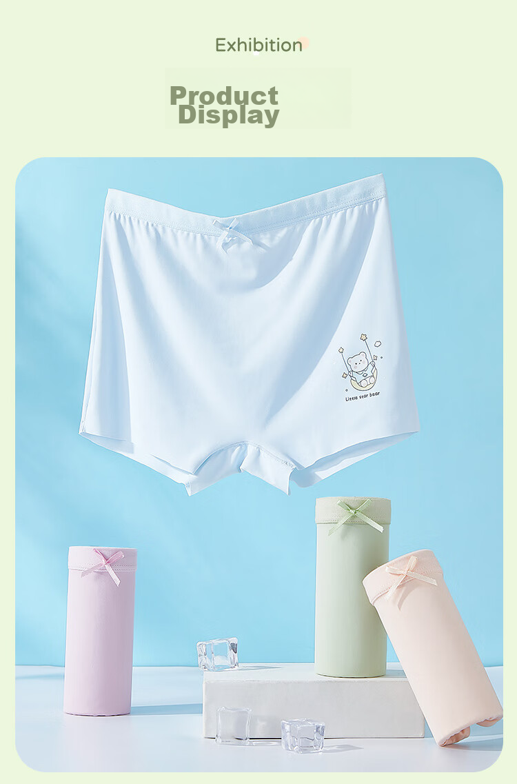 Langsha Girls' Underwear, Class A, Summer Thin Ice Silk Panties, for Older Children And Teenagers, Baby Boy Shorts, 4-Pack 12