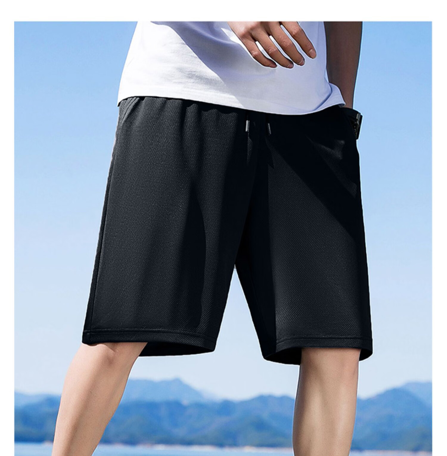 Jeanswest Men's Shorts, 2026 Summer Thin Ice Silk Cool Feeling Quick-Dry Casual Mesh Sports Shorts, Mid-Length Pants, Light Gray, L 7