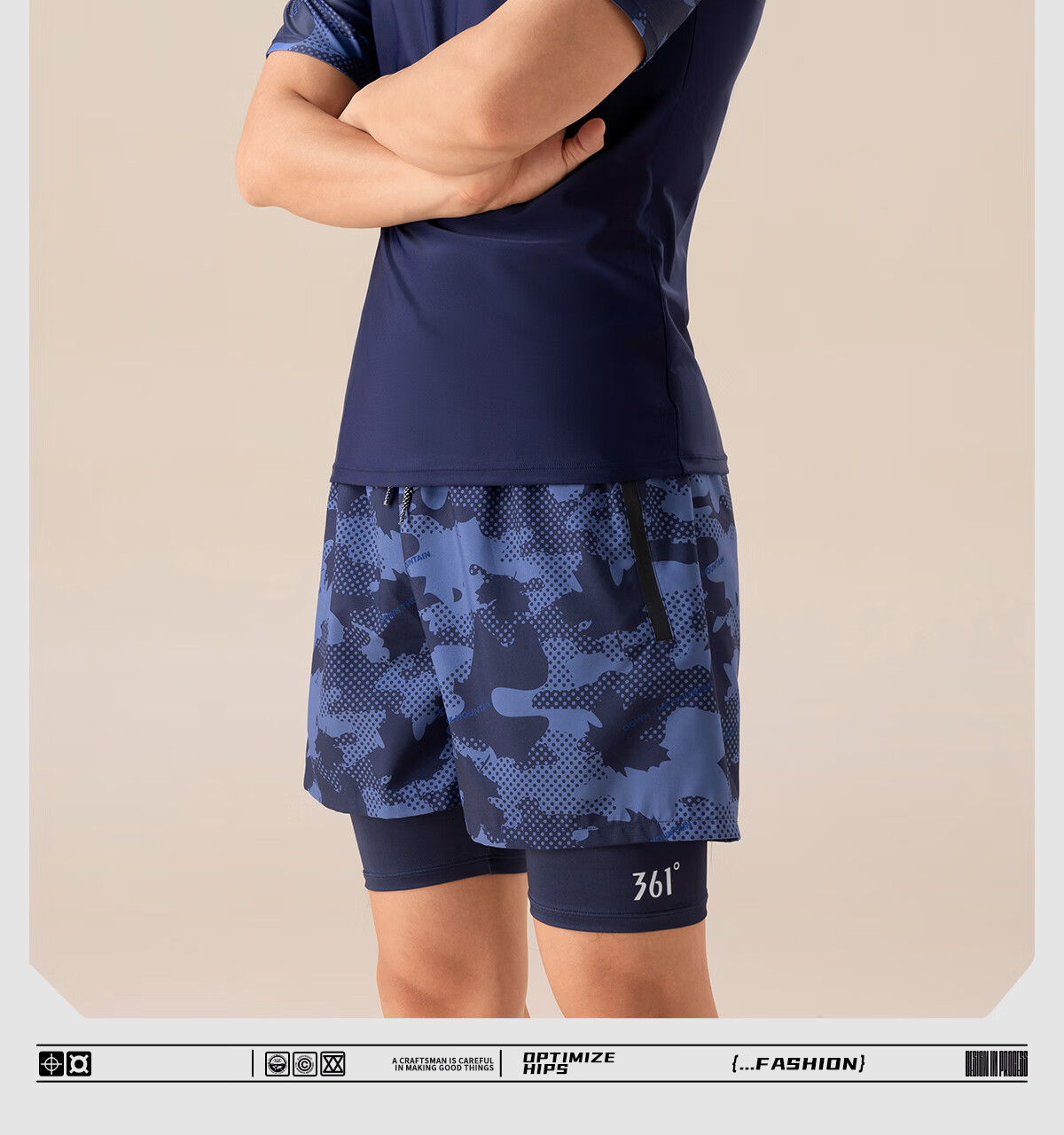 361° Men's Swimwear Set, 2-Piece Swimsuit, Full-Body Professional Sports Square-Leg Double-Layered Shorts, Swimming Equipment 3