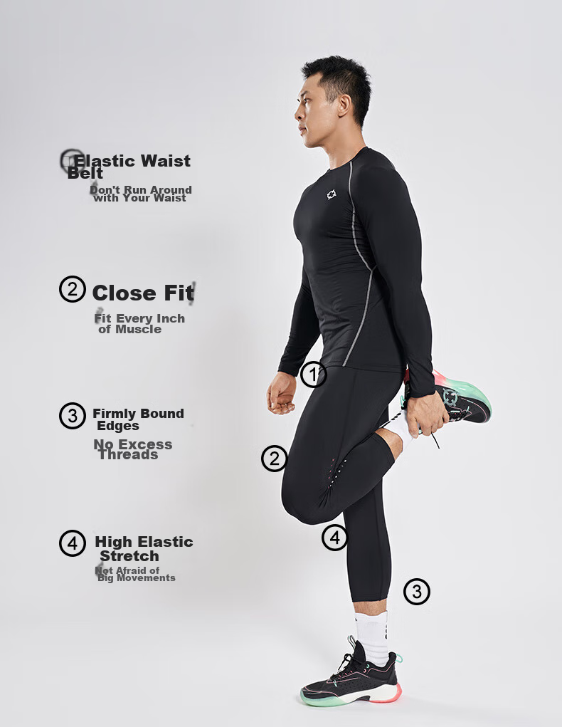 RIGORER Men's Compression Shorts, Athletic Training Three-Quarter Length Compression Pants, Sweat-Wicking Breathable Quick-Dry Elastic Running Basketball Fitness Shorts for Me 4