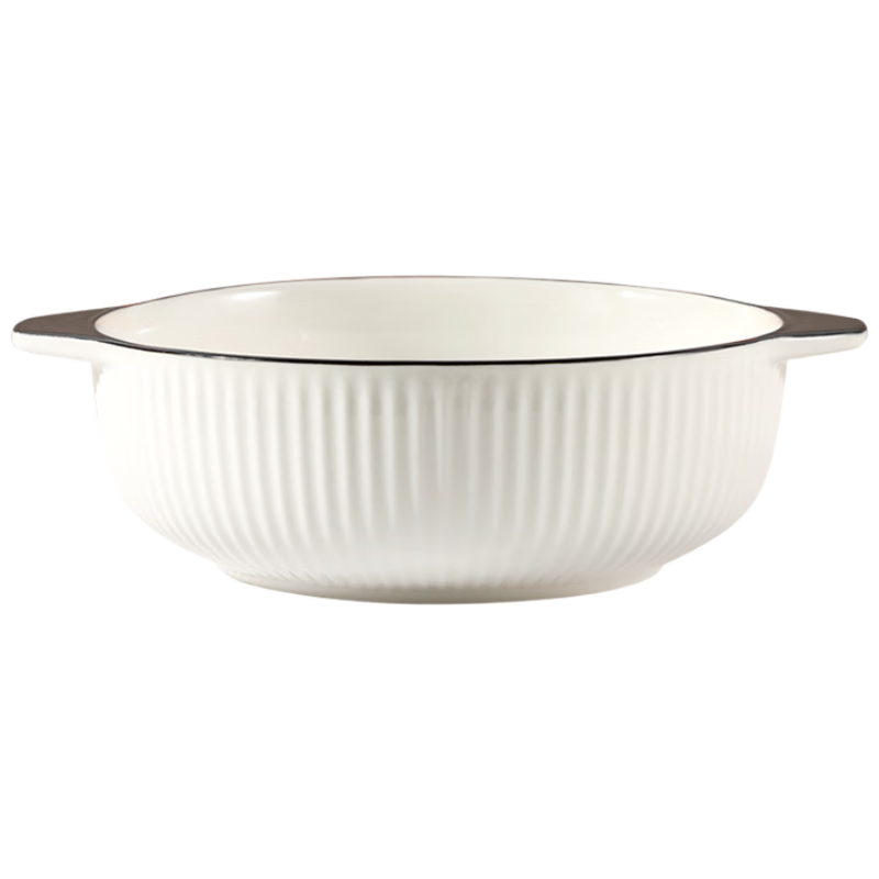 JIWUSENLIN Double-Eared Hot And Sour Fish Bowl, Large Soup Pot for Home Use, Soup Bowl for Boiled Fish Slices, Spicy Blood Soup Bowl, Includes Double Handles, 10 Inches