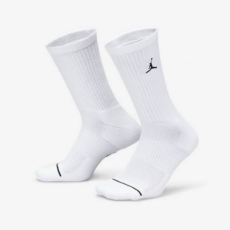 Jordan Men's And Women's Sports Socks with Embroidered Logo, Three-Pair Pack, Quick-Dry Mid-Calf Socks DX9632-100 White S 1