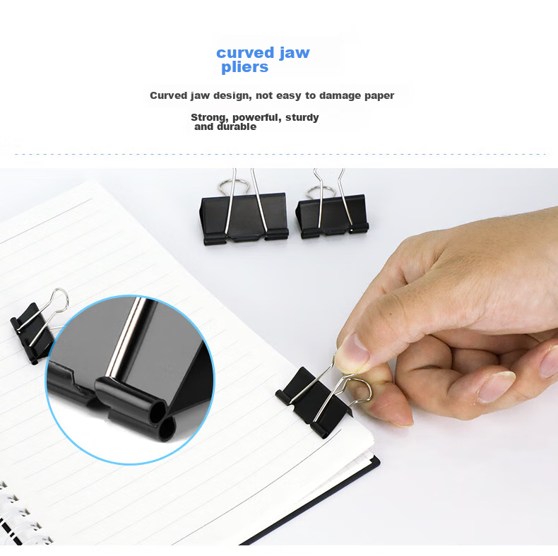 Befon Binder Clips, 60 Pieces, 15mm, Small Size, Black, File Clips, Multiple Sizes, Paper Clips, Financial Document Clips, Office Stationery, 60 Pieces/tube, 3876 8