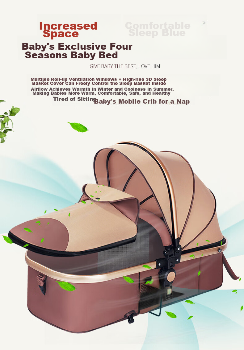 ANGI BABY Stroller, Reclining And Foldable, High Landscape View, Reversible, Shock-Absorbing Pushchair 7
