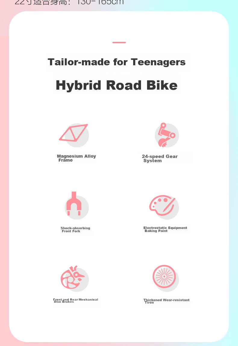 FOREVER Girls' Model, 22-Inch, 24-Speed, Magnesium Alloy Mountain Bike, for Female Teenagers, Students And Children, Pink 4