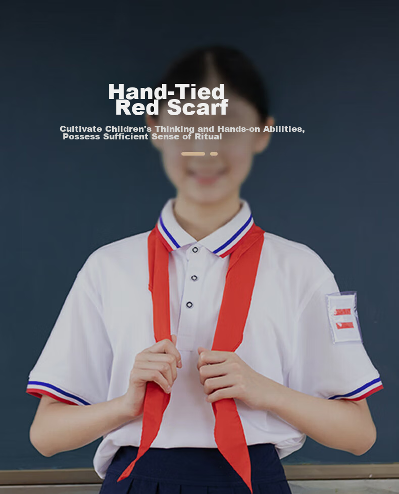 Linlei Red Scarf for Elementary School Students, Pure Cotton Thickened Standard Small Size Red Scarf, 1 Meter (5 Pieces Per Box) 2