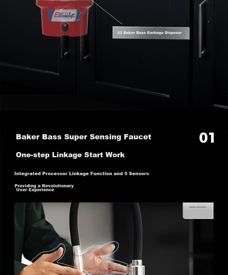 BECBAS Intelligent Garbage Disposal, Kitchen Food Waste Crusher, Wireless Switch E40evo 4