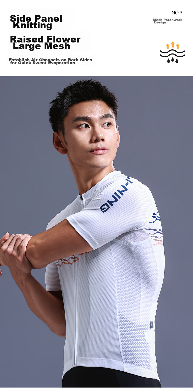 Li-Ning Bicycle Cycling Jersey for Men, Short-Sleeve Top, Spring And Summer Quick-Dry Breathable Sweat-Wicking, for Road Bikes And Mountain Bikes, Cycling Wear 6