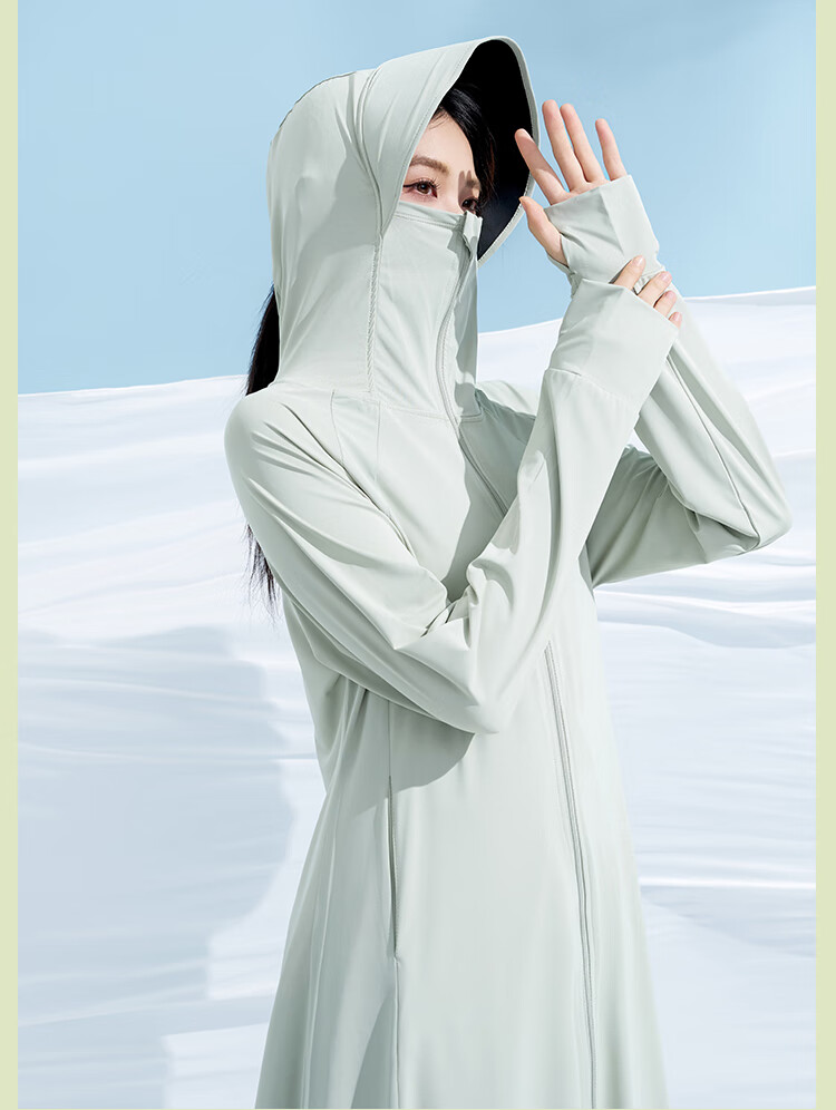 Yishangmei Long Sun Protection Coat for Women, Spring/summer 2026, UV-Resistant Full Body Sun Protection Clothing, Ice Silk Cool-Touch Jacket, Outdoor Wear, Black F 16