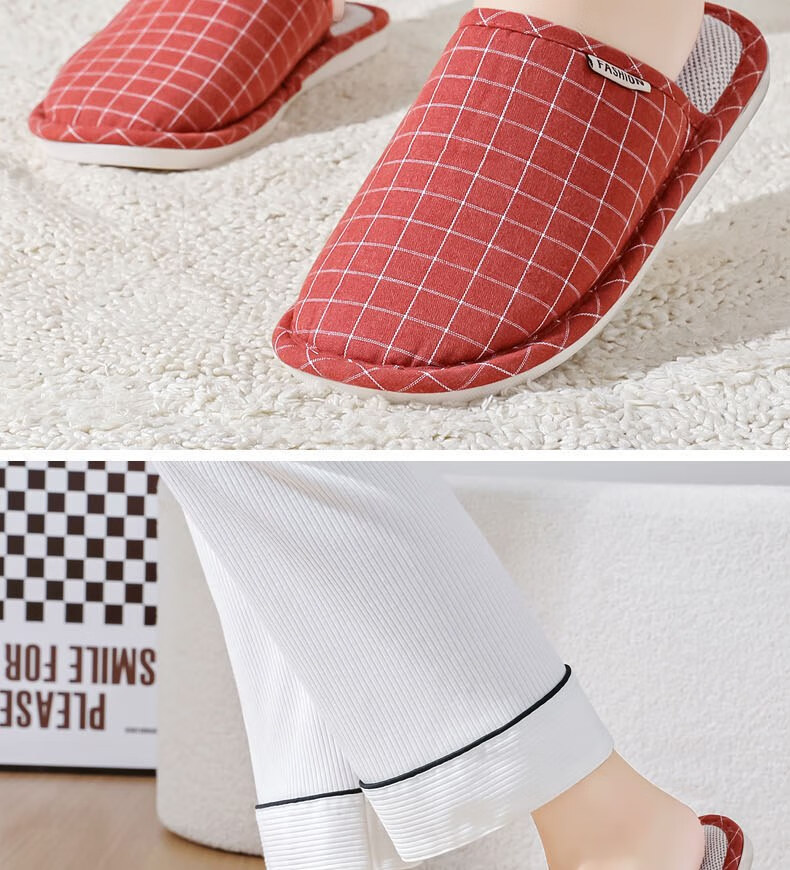 Huameijianbu Versatile Thick-Soled Couple Cotton Slippers for Indoor And Outdoor Use, Fleece-Lined Warm Cotton Slippers HM2258 Brown Size 44-45 19