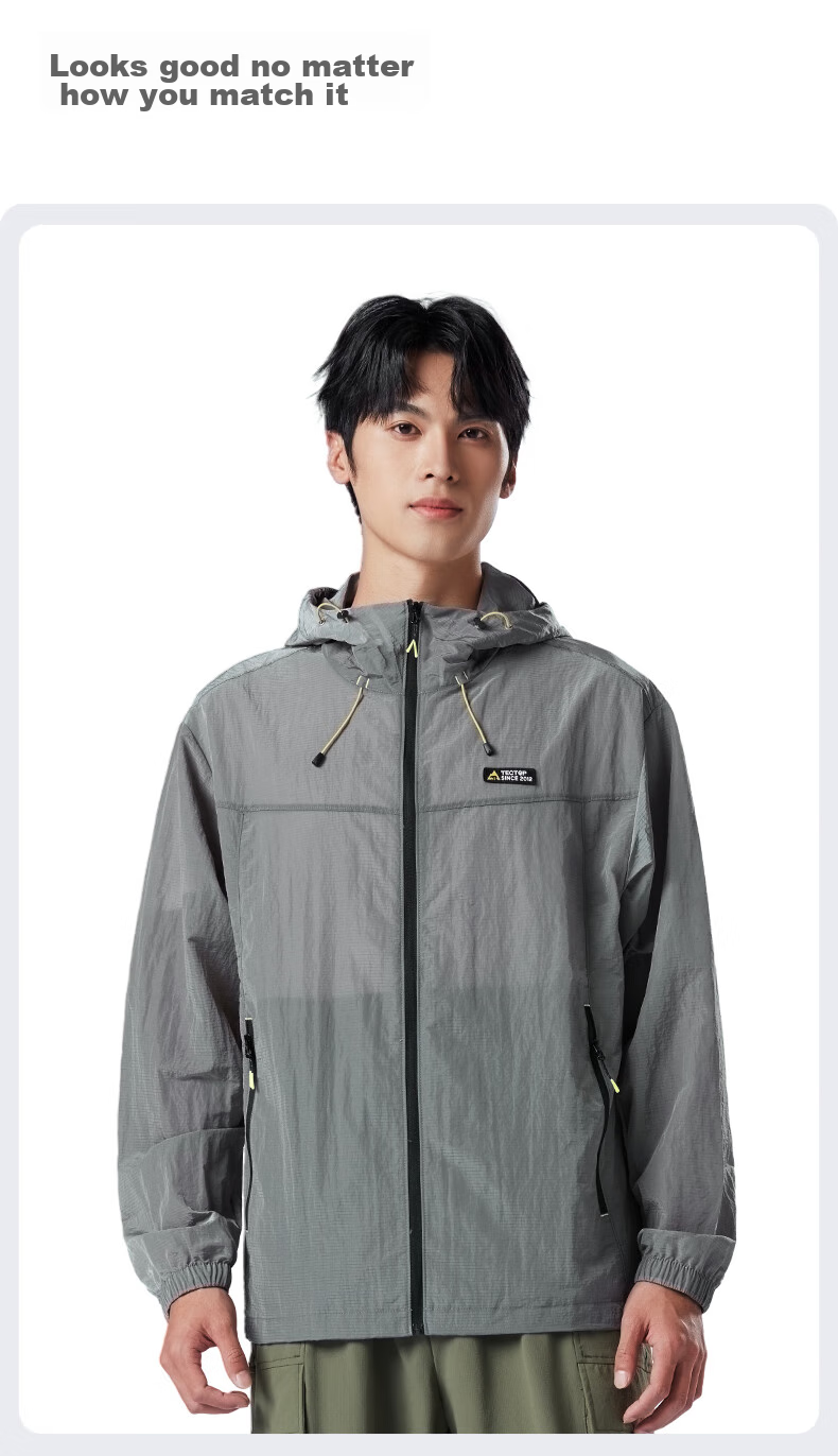 TECTOP Sun Protection Clothing, Summer UV-Resistant Couple Style, Outdoor Travel Windbreaker, Deep Navy Blue, Size L 13