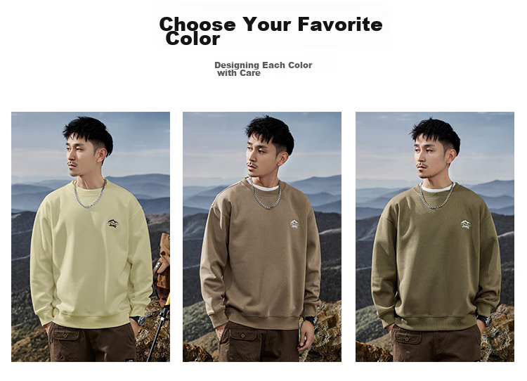 JEEP Spring And Autumn Round Neck Sweatshirt for Men, Loose Casual Sports High-End T-Shirt Top Outerwear 6