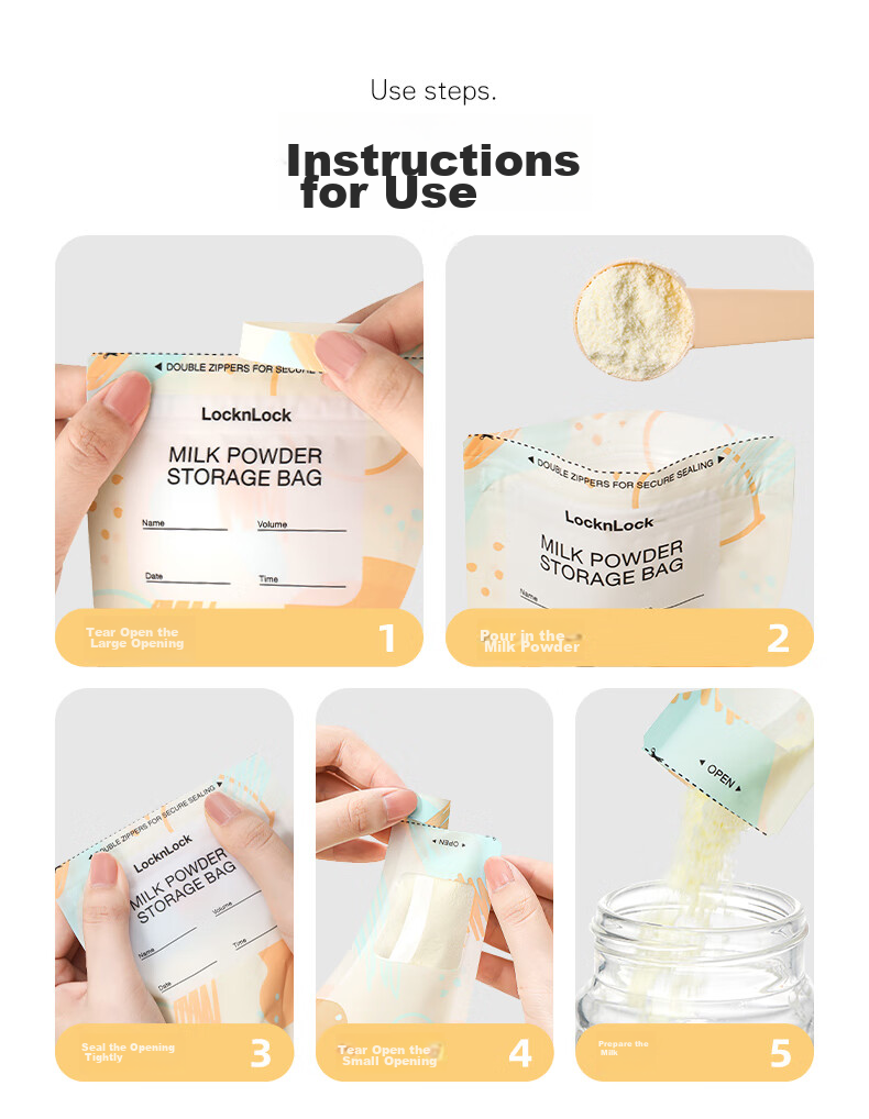 LOCK&LOCK Milk Powder Dispensing Bags, Baby Travel Formula Bags, Disposable Portable Sealed Fresh-Keeping Storage Bags, 30 Pieces 10