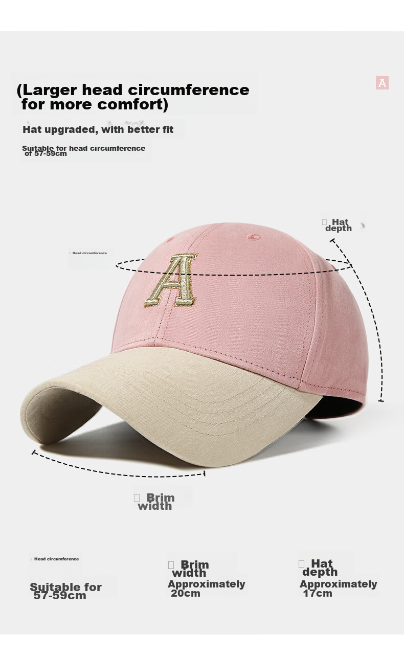 CACUSS Women's Embroidered Baseball Cap Spring Duckbill Hat Luxury Pure Cotton Hard Top Face-Slimming Sun Hat Peony Pink 7