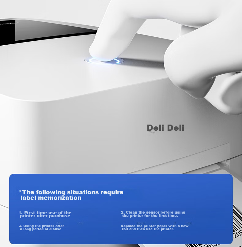 Deli GE350W Thermal Label Printer, Express Delivery Warehouse Logistics Shipping Labels Fixed Assets, 80mm Commercial Office Printing Adhesive Barcode Printer, Mobile Bluetooth Versio 14