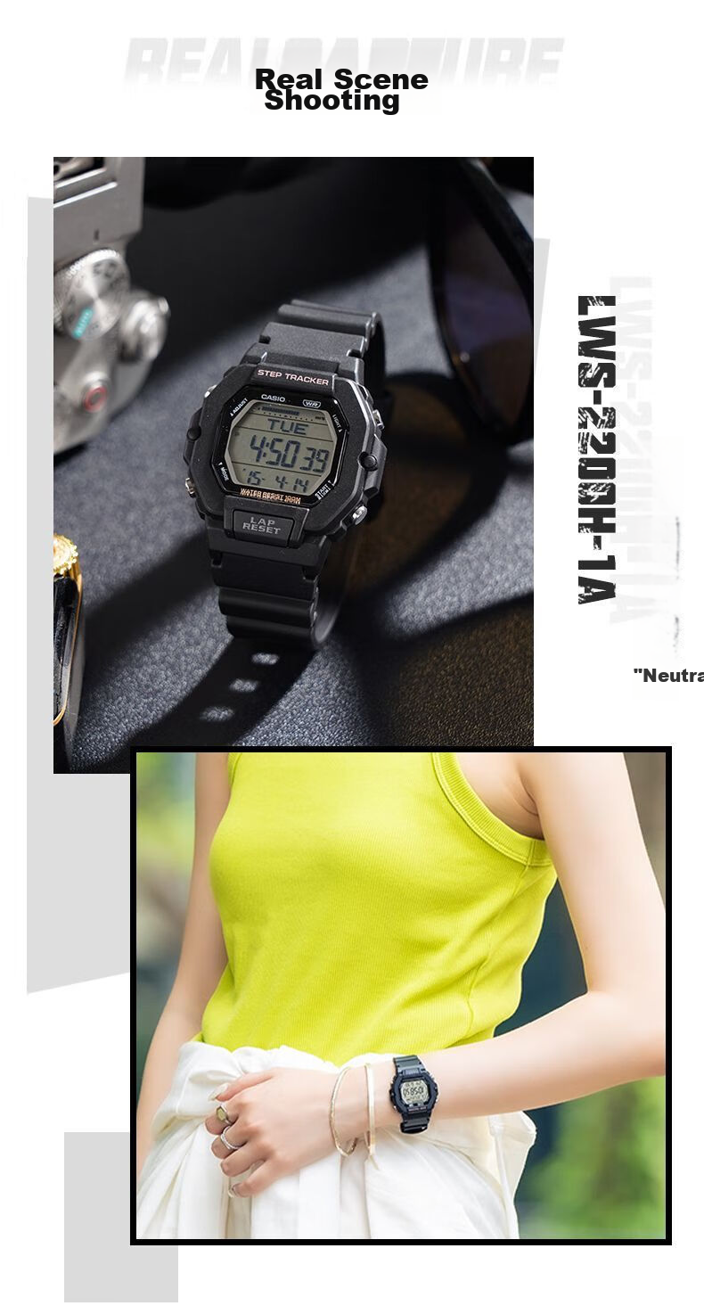 CASIO Watch for Men, Small Square Multifunctional Student Watch for Men And Women, Sports Pedometer Waterproof Digital Watch LWS-2200H 14