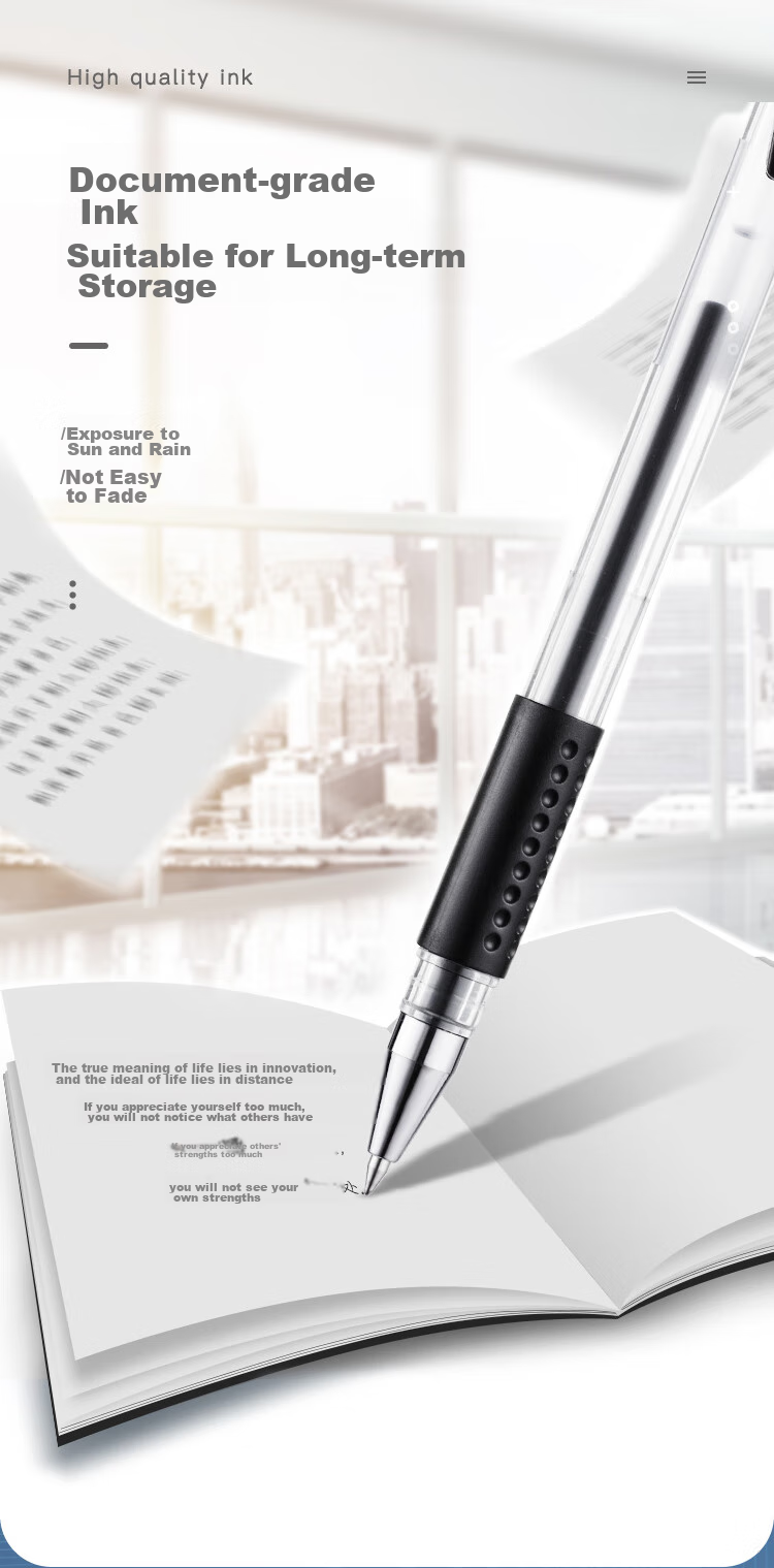 COMIX Black Gel Pen, Signing Pen, 0.5mm Office Pen, 12 Pens Per Box, Bullet Tip, Pull Cap 5