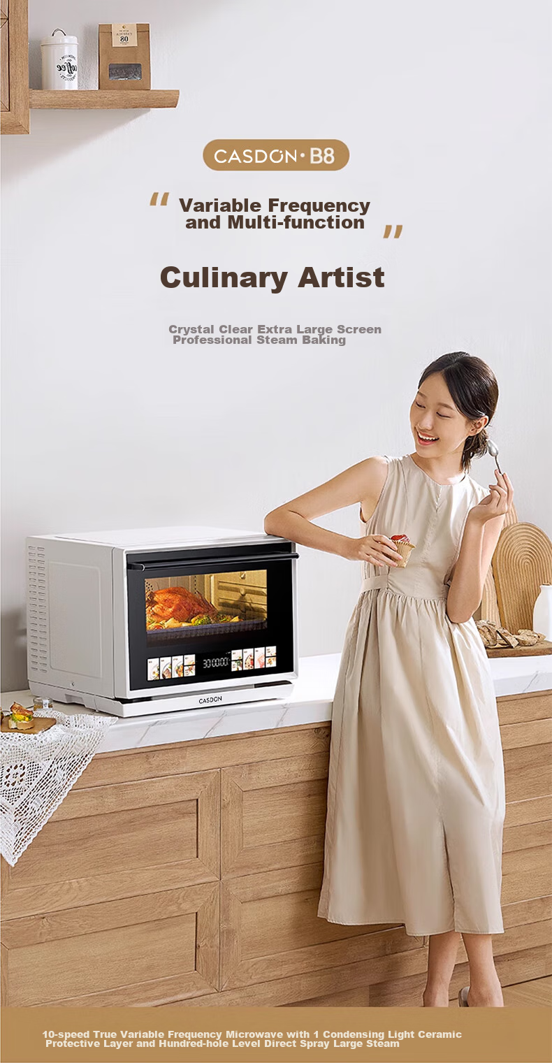 CASDON Microwave Oven Combo Steamer, Baked, Microwave, Steamed And Fried All-In Machine, 32L Large Capacity Ceramic Inner Pot with Membrane, High Definition Color Screen Touch Control B8 7