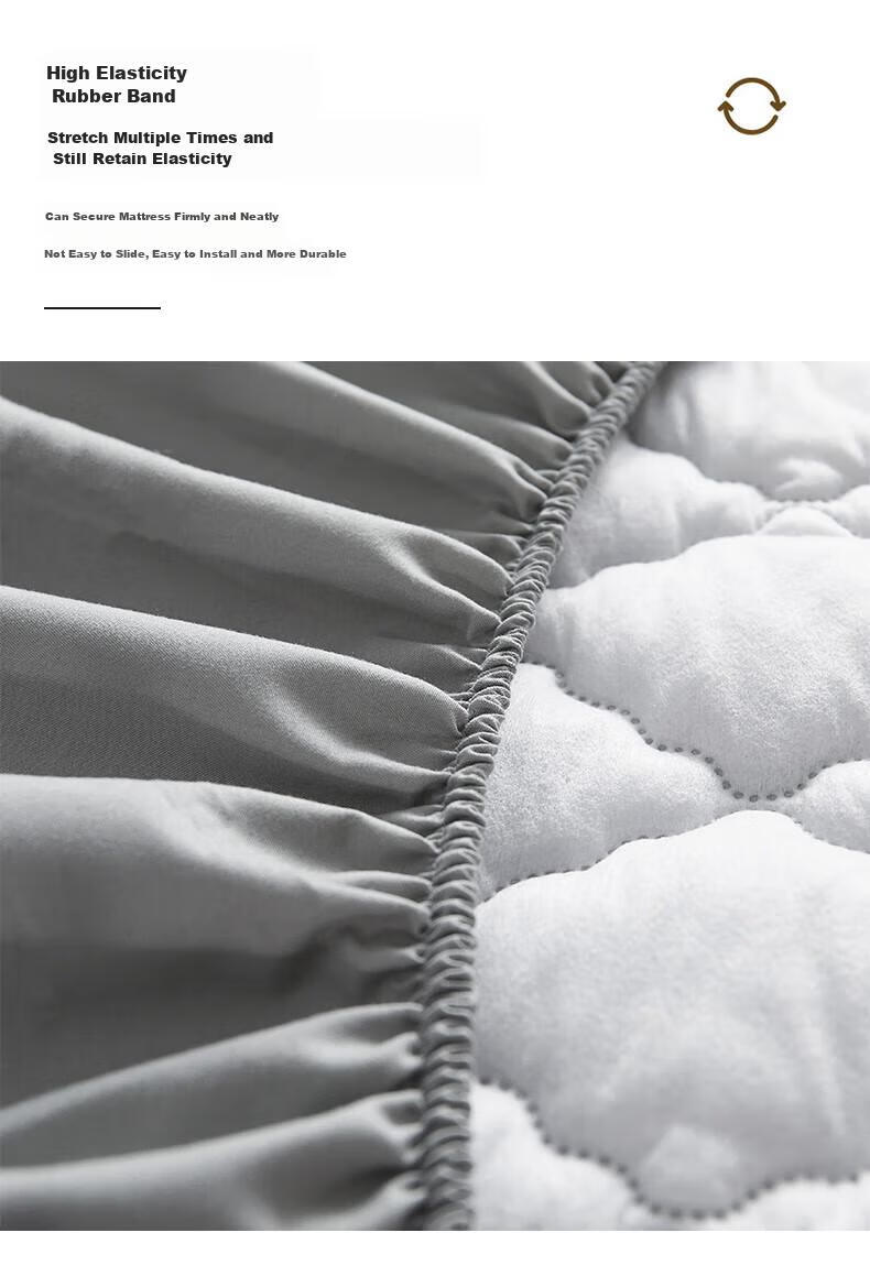 I-WILL Brushed Cotton Quilted Double Mattress Protector Single Piece Spiral Grid Waterproof Quilted Fitted Sheet Khaki 150x200cm 14