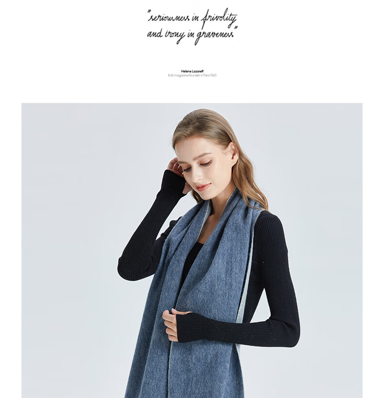 ELLE [Gift Box] 100% Wool Scarf for Women, Double-Sided Autumn And Winter Thick Warm Shawl Neck Wrap Gift Mid-Autumn Festival 19