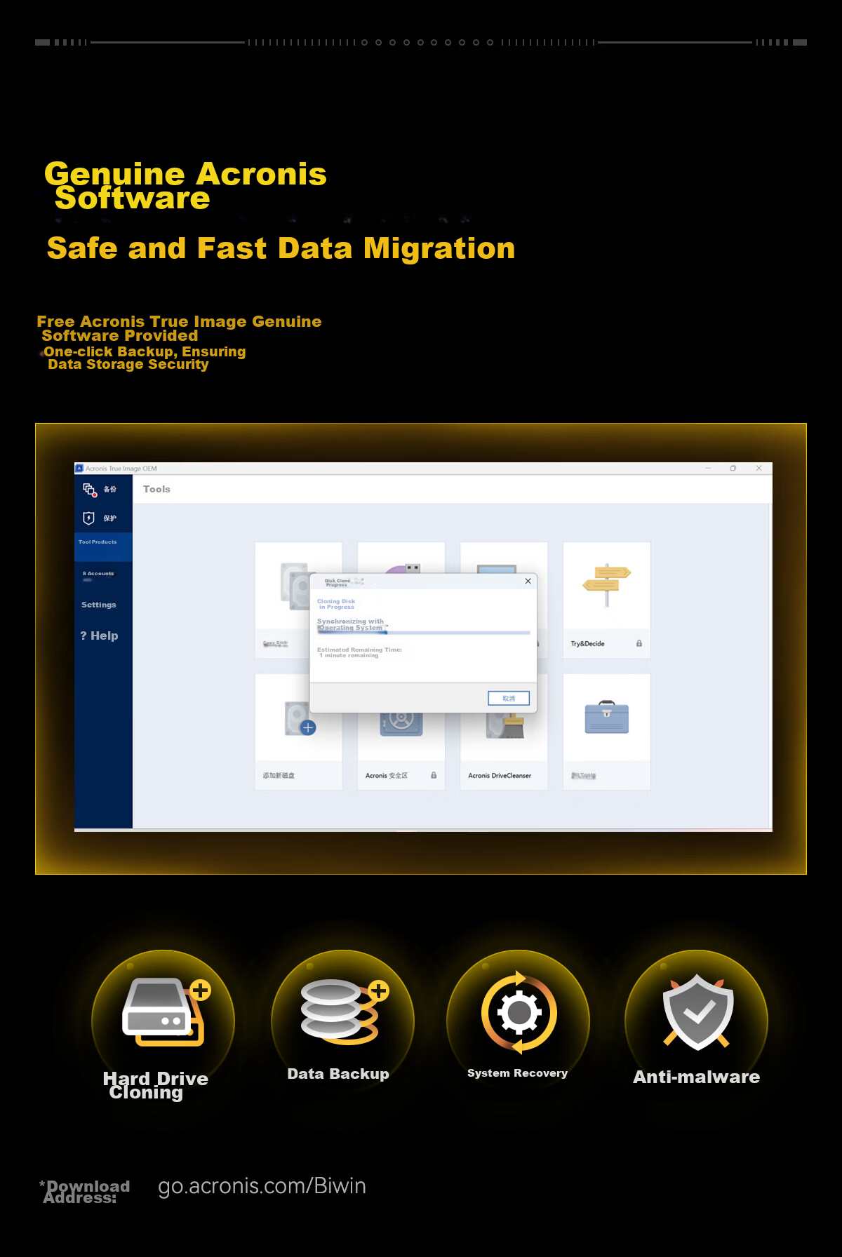 BIWIN 1TB SSD Solid State Drive M.2 Interface (NVMe Protocol), NV7200 Series, PCIe4.0 Read Speed 7200MB/s, AI PC Computer Storage Accessory 16