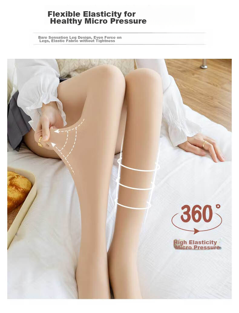 LangSha Women's Leggings, Spring And Autumn Thin Fleece, Bare-Leg Effect, Wearable As Outerwear, Integrated Pantyhose, Black Nude-Colored Stockings 7