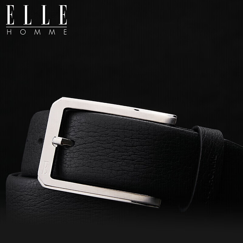 ELLE HOMME Men's Belt, Top-Grain Leather Pin Buckle Waistband with Stainless Steel Buckle, Formal Trouser Belt, Birthday Gift for Me