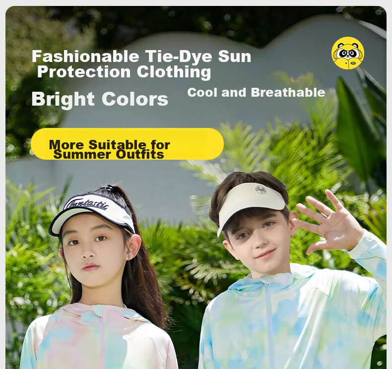 Moremerry Children's Sun Protection Clothing, Cool And Breathable, UV-Resistant, for Boys And Girls, Summer Ice Silk Tie-Dye Sun Protection Garment, Mint Green, XL 1