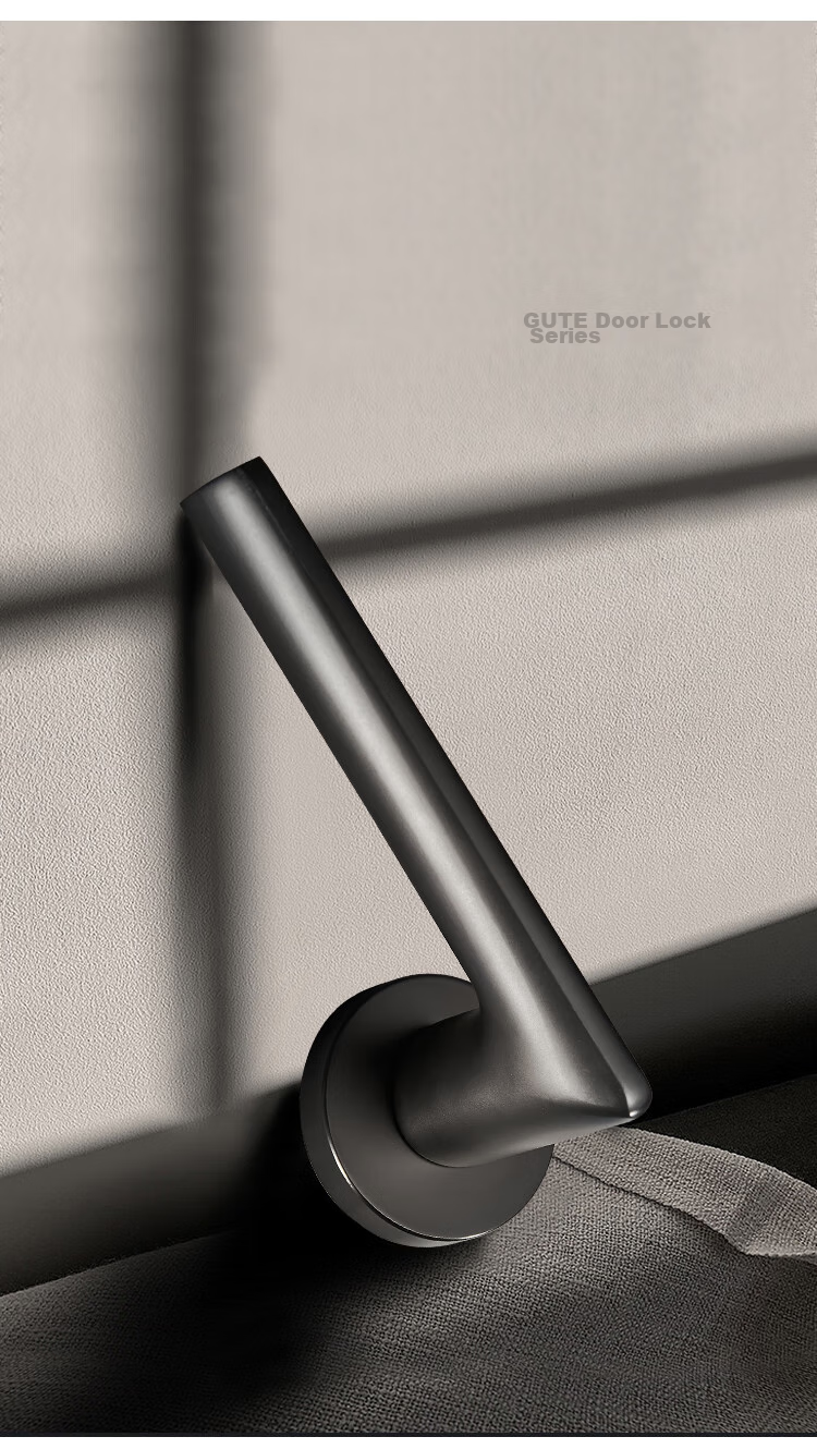 GUTE Door Lock, Interior Home Use, Bedroom Door Handle, Quiet Noise Reduction, Separate Lock, Matte Black 10