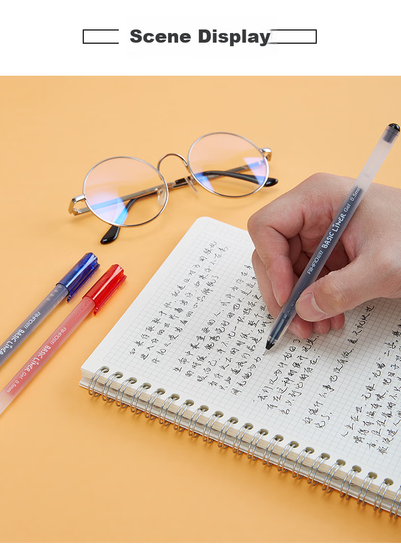 AIHAO 0.35MM Red Full Needle Tube High Capacity Gel Pen Office Signature Disposable Water-Based Carbon Gel Pen 8763 8